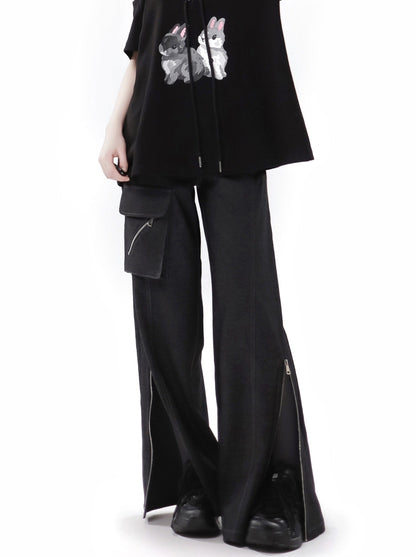 Summer Design Straps Pants Rabbit Off-Shoulder Black White Hoodie Tops Suit