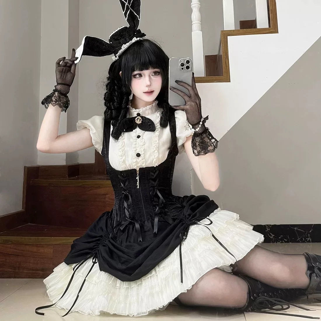 Bloé Rabbit Lolita JSK – Boned Waist-Cinching Princess Dress | Caramel Antique