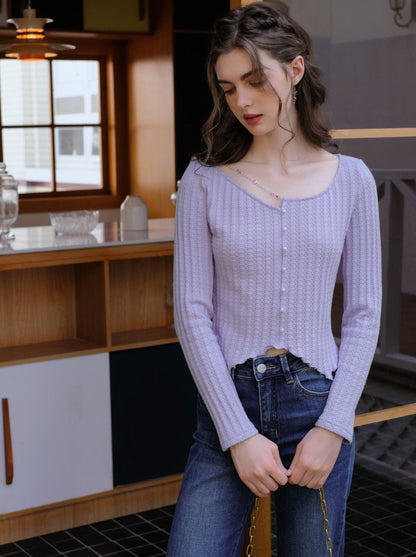 リブスプリングカーディガンニットタイツ