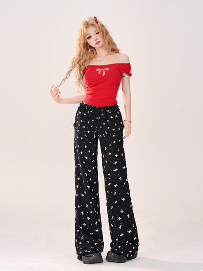 ゆったりリボンクールカジュアルパンツ