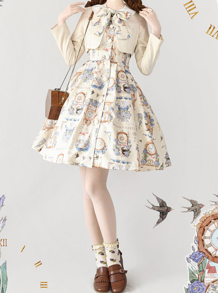 プリントレガントジャケットドレスクラシックセットエコーエターナルエコーロトール