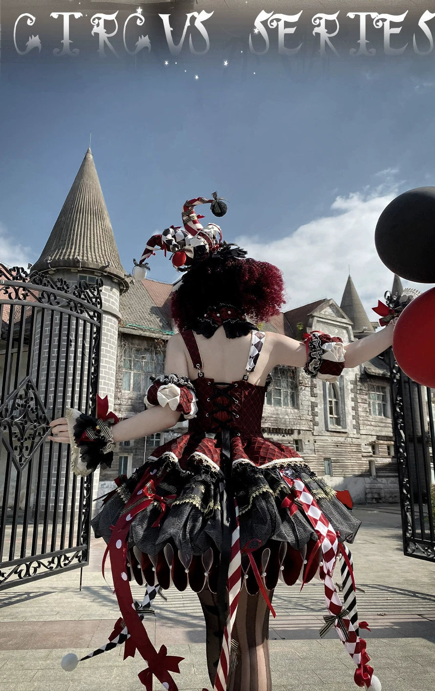 K.Q.F Circus Series Lolita Full Set – Top Hat KC Hair Clip Candy & Black-Red