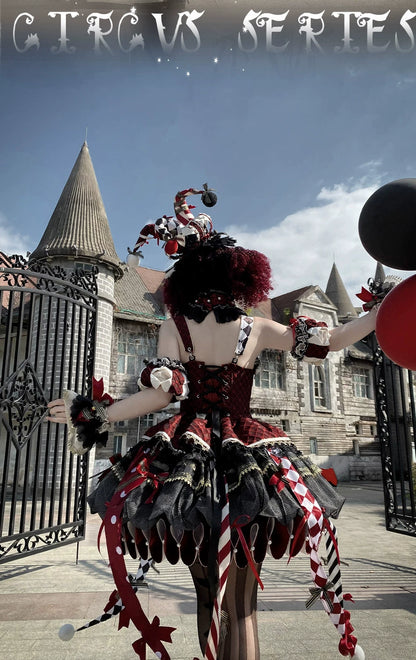 K.Q.F Circus Series Lolita Full Set – Top Hat KC Hair Clip Candy & Black-Red