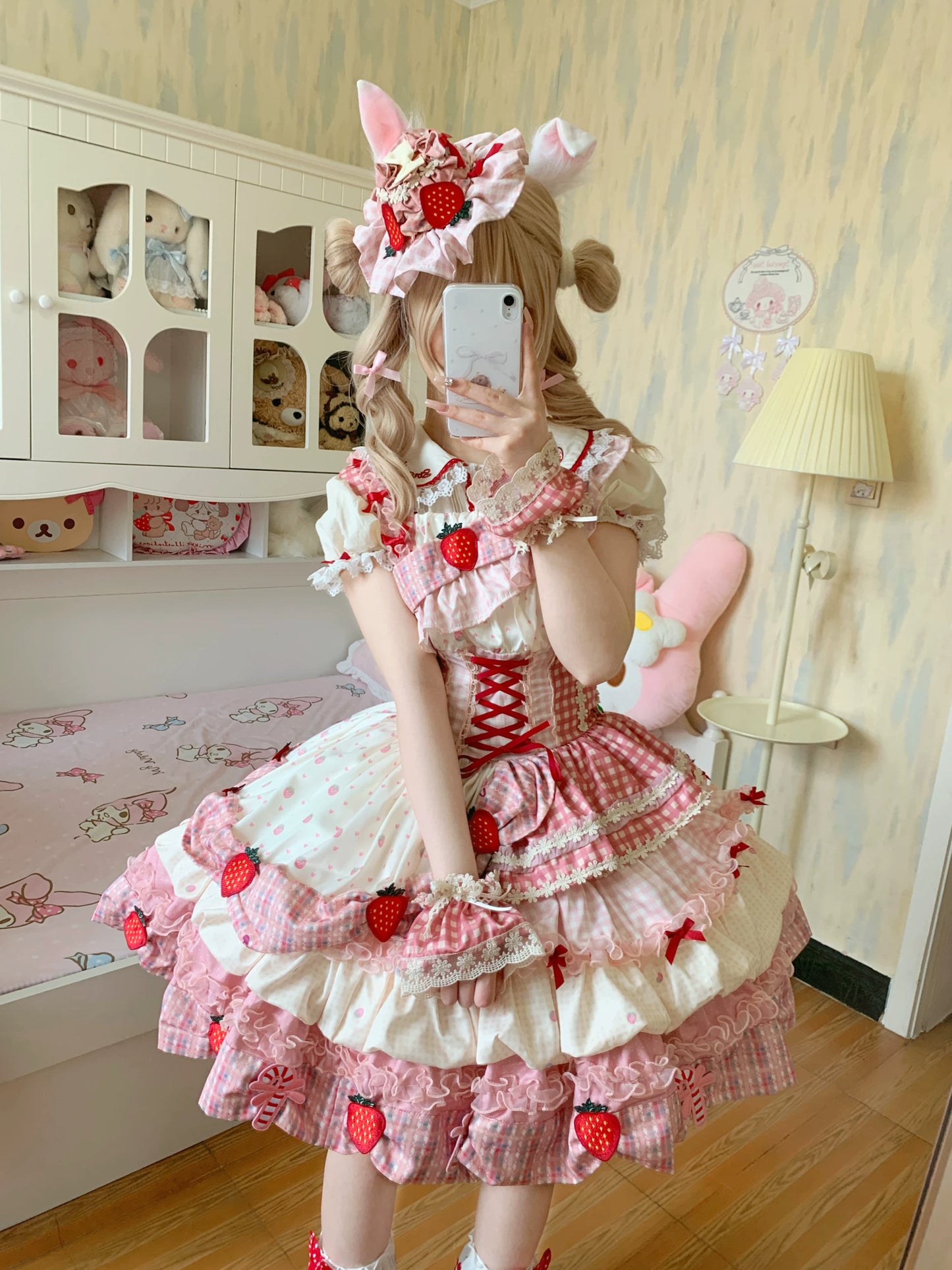 Cheesberry Rose Lolita JSK – Cute Strawberry Princess Dress | Starry Mist Rose