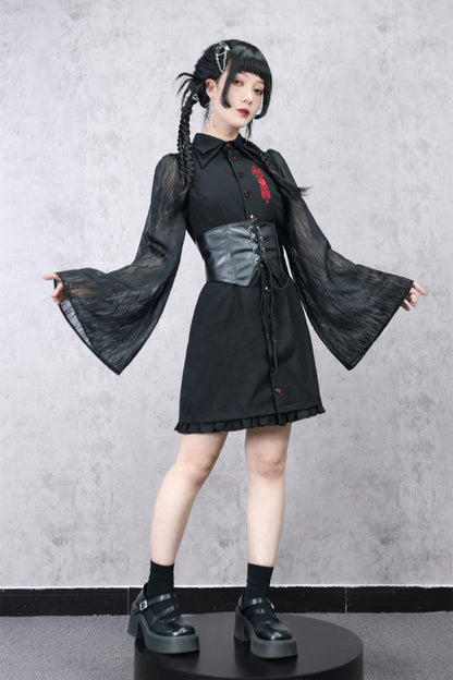 Kleid Laterne Chinesische Ärmel Durchsichtig