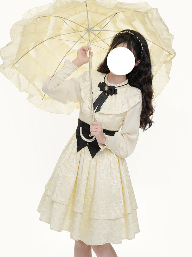 French Moon Style Long Palace Dress Cake Jacquard Candle Dress