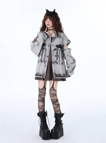 Retro American Denim Loose Street Jacke Design Bike Niche