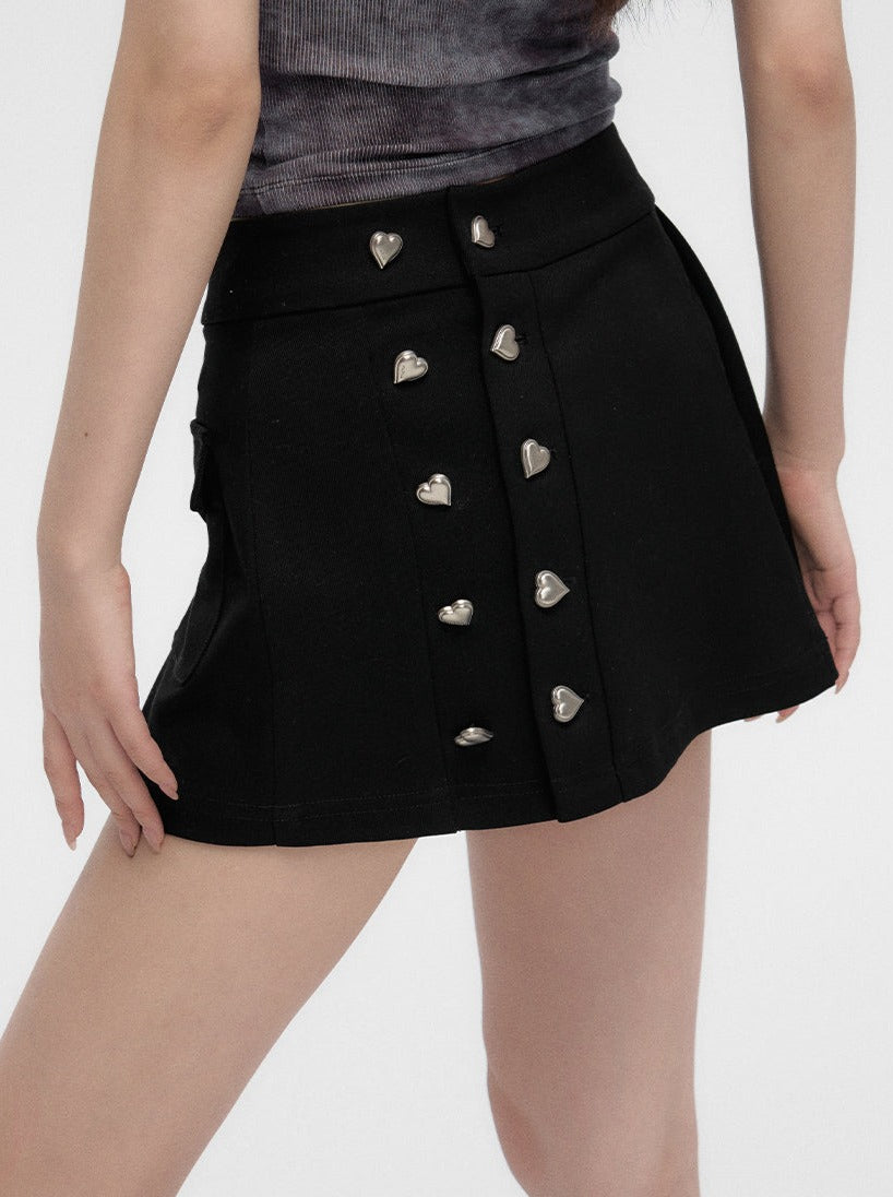 ファッションラブデザインショートボタンスカート