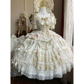 Gilded Dream ivory and gold Lolita princess dress front view