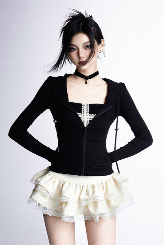 Mode cross hooded cake hoodie skirt cool tube top +