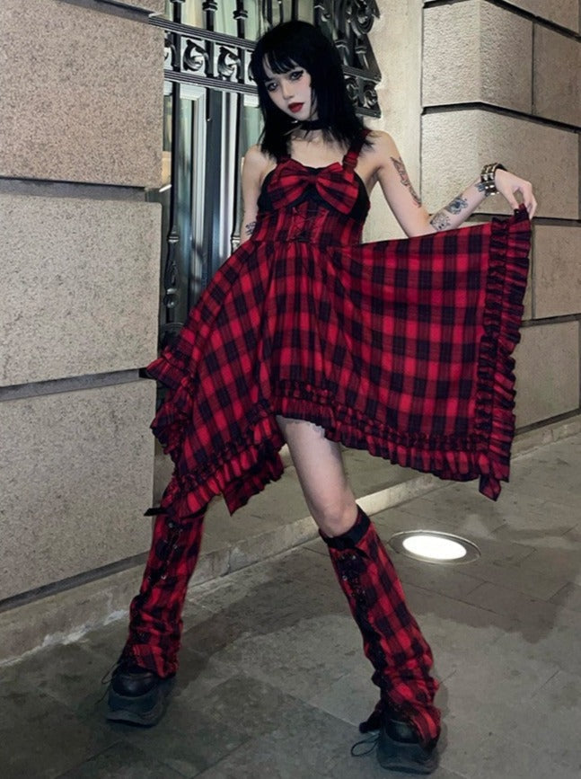 Covers Dark Leg Skirt Check Asymmetrical Rock Suspended