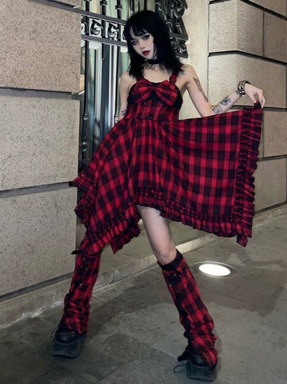 Covers Dark Leg Skirt Check Asymmetrical Rock Suspended