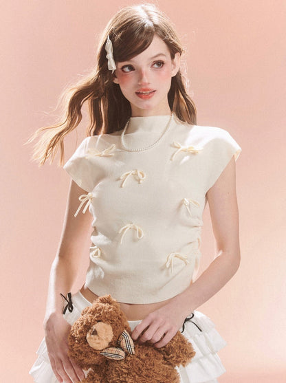 Kurzer Kragen Süßes Band Top Little