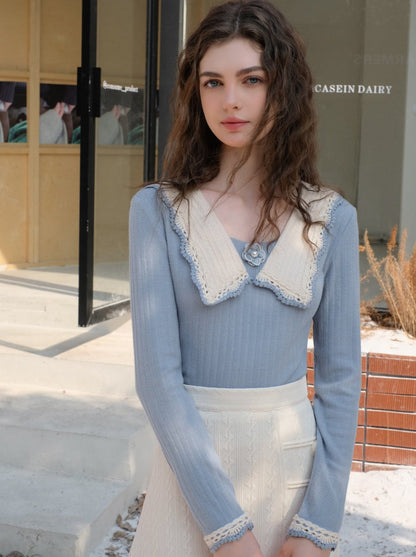 Clear Sky French Retro Blue Top