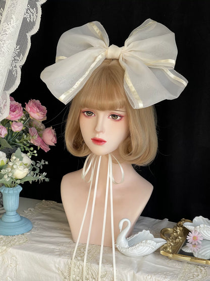 Beige Large Bow Clip from Unideer's Butterfly Orchid Note collection