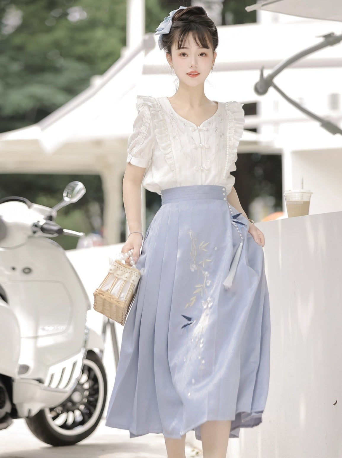 Sommer Faltenrock Retro Rüschen Top Design China