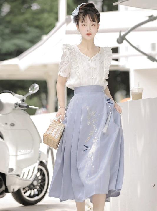 Sommer Faltenrock Retro Rüschen Top Design China