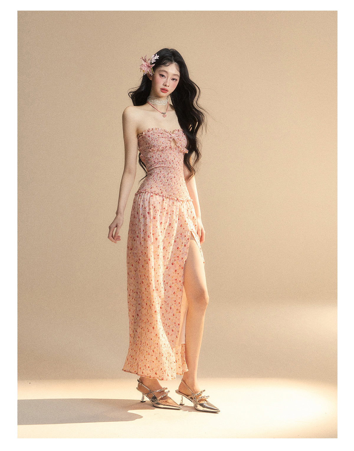 Mädchen Langes Süßes Kleid Tube Top