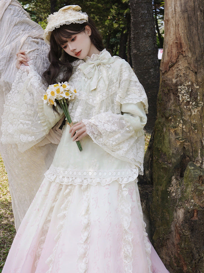 Top Rock Schürze Schal China Romantische Band Spitze Stickerei