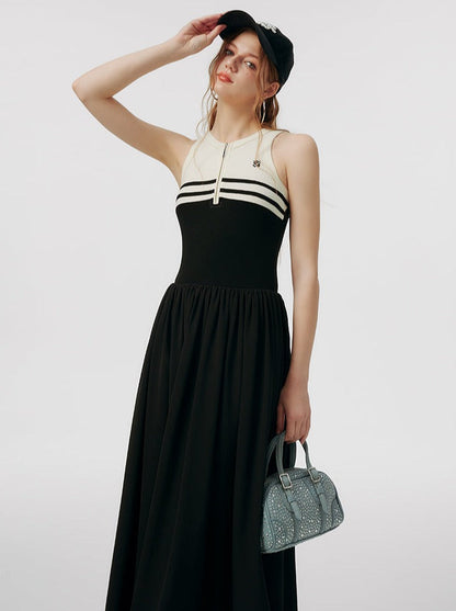 スカート スポーティ フレア ノースリーブ ドレス