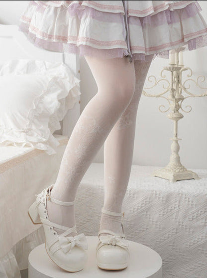 Shoes Mid Round Elegant Lolita Toe Heel Ribbon Sweet
