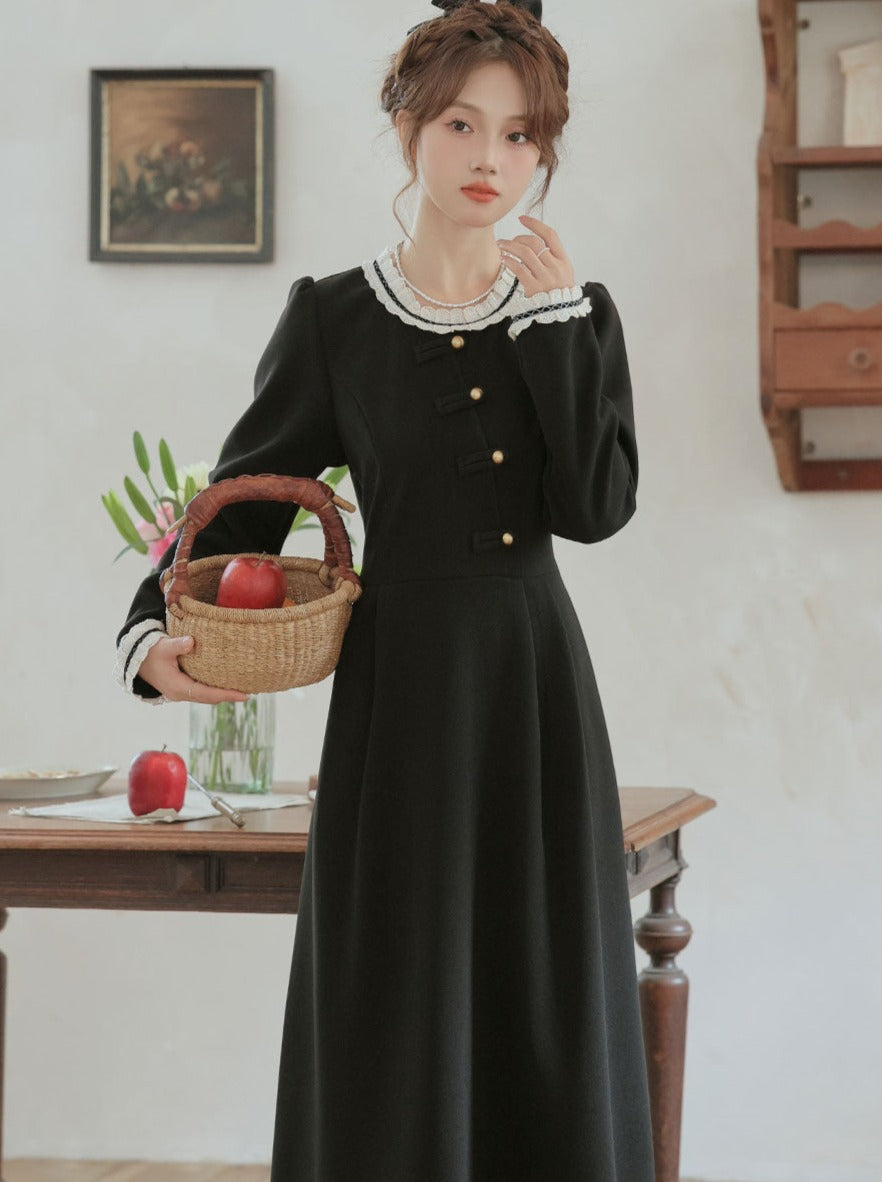 Süßes dunkles Retro-Spitzenkleid