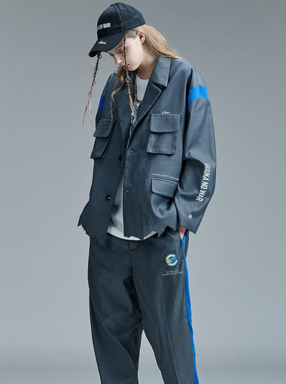 Gray Work Multi-pocket Loose Jacket