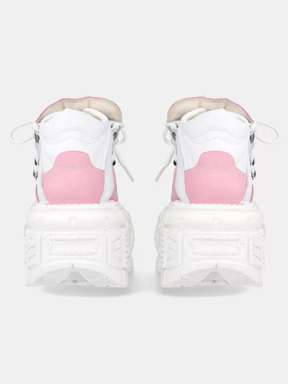 Punk Kontrast Sneaker Plattform Straße Metall Farbe