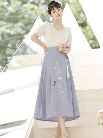 Sommer Faltenrock Retro Rüschen Top Design China