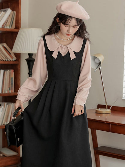 ピースフェイクミドルプレッピースタイルツーフレンチドレス