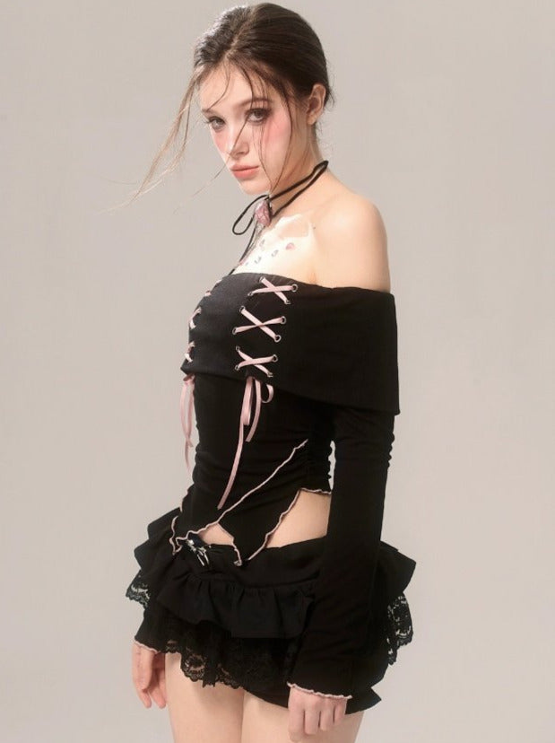 Trägertop Band Schulterfrei Rüschen High-End