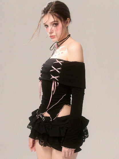 Trägertop Band Schulterfrei Rüschen High-End