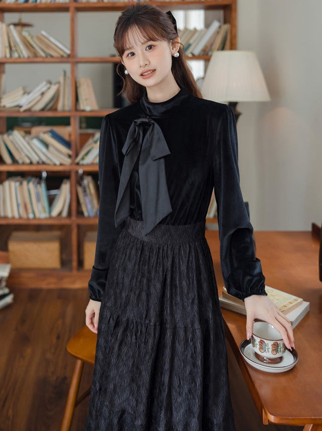 Dress Style Chic Velvet French Retro