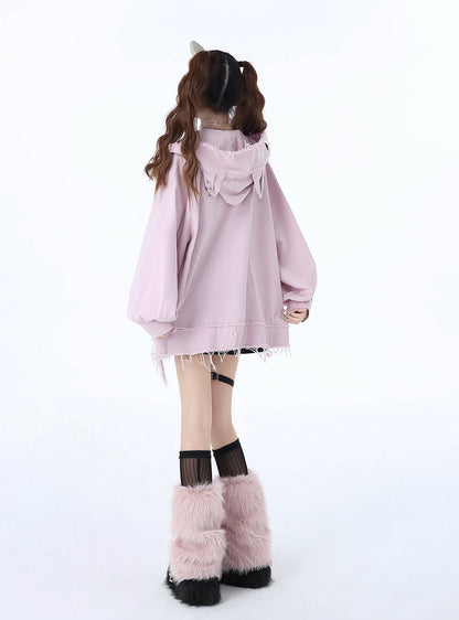 Over Cat Loose Mine Hoodie mit Kapuze