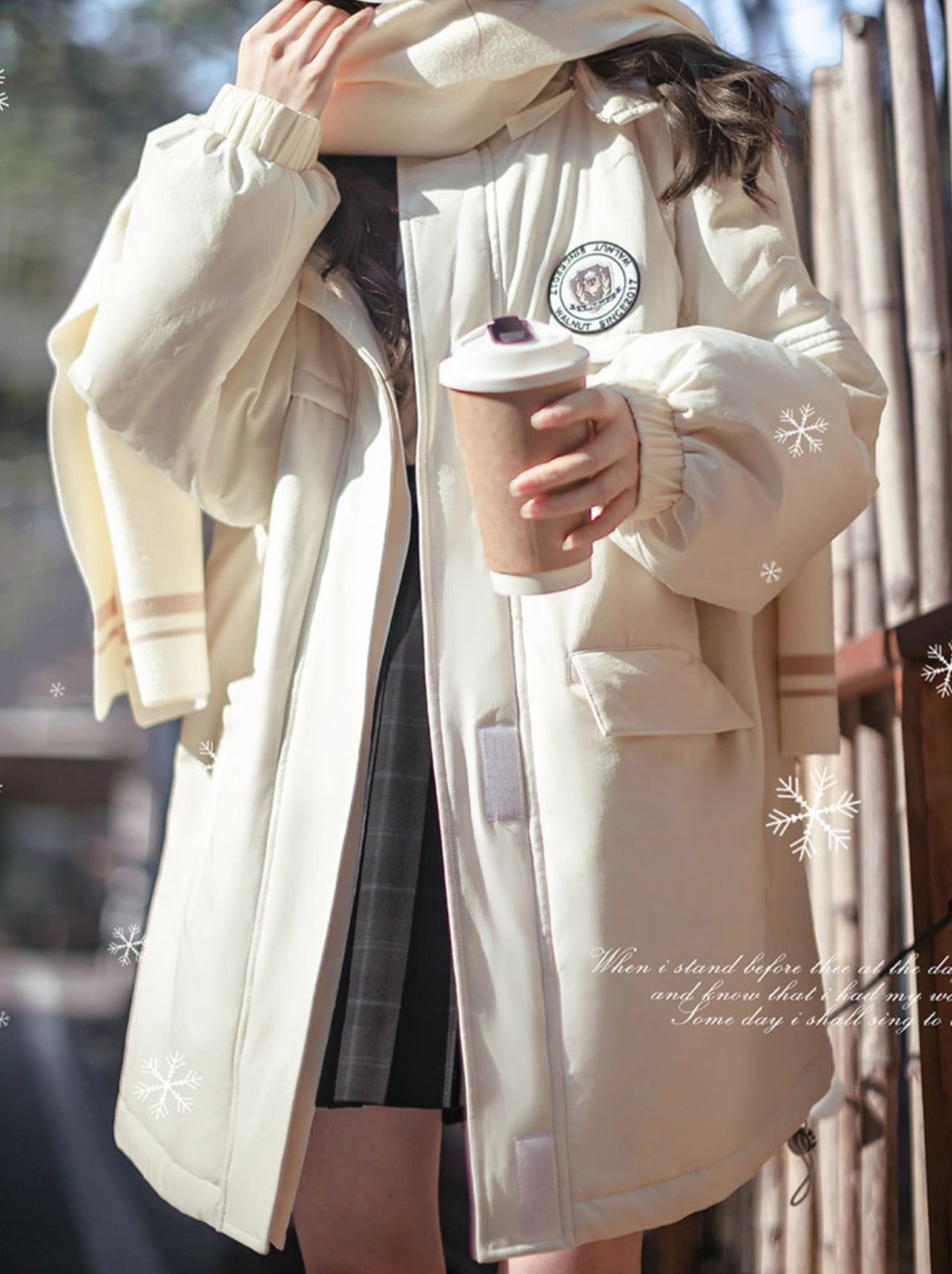 College Hoodie Style Jacket White Penguin Down