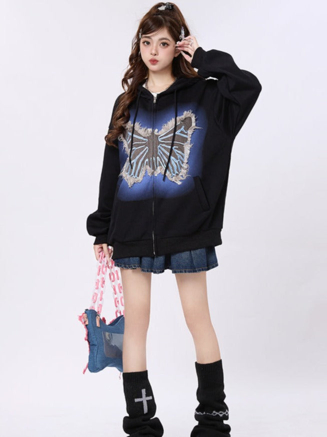 Art Illustration Mode Hoodie Butterfly Over
