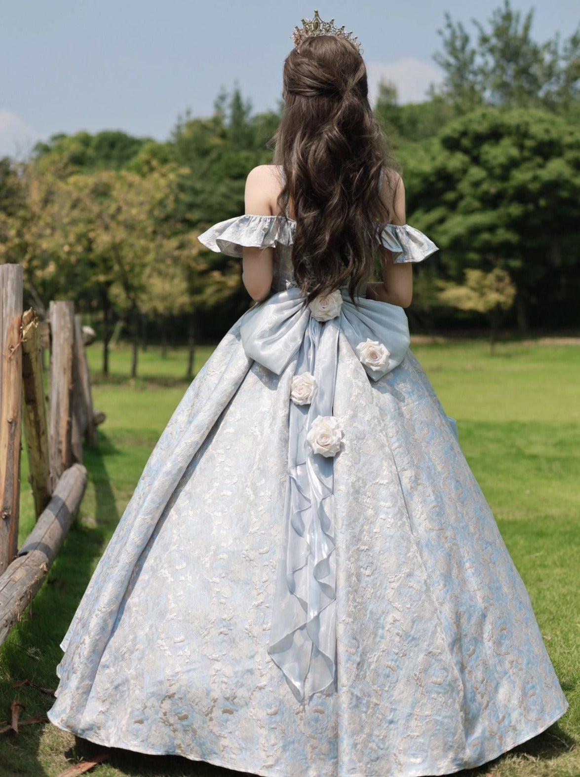 Blue Length Wedding Flower Dress Floor Lolita
