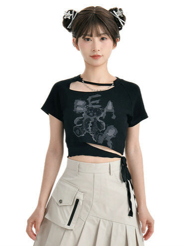 Midnight Strap Short Slim Black T-Shirt Bear