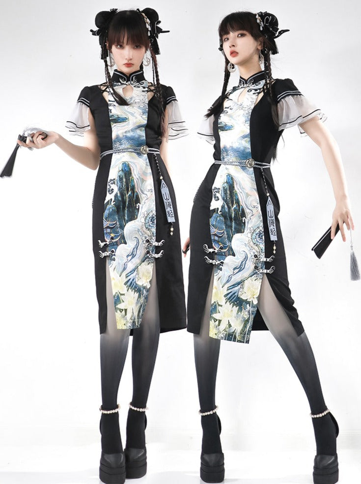 Slit Art China Dress