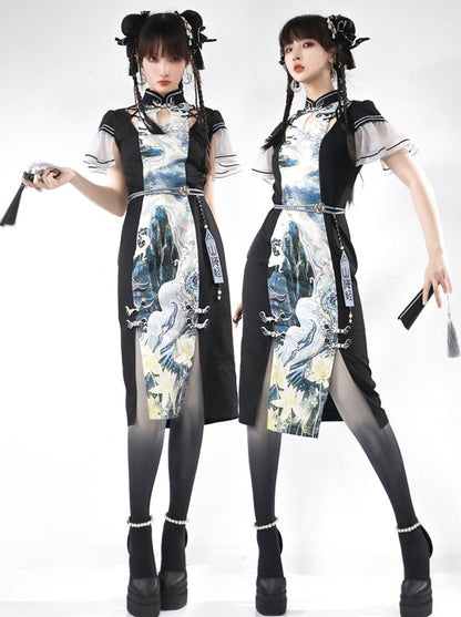 Slit Art China Dress