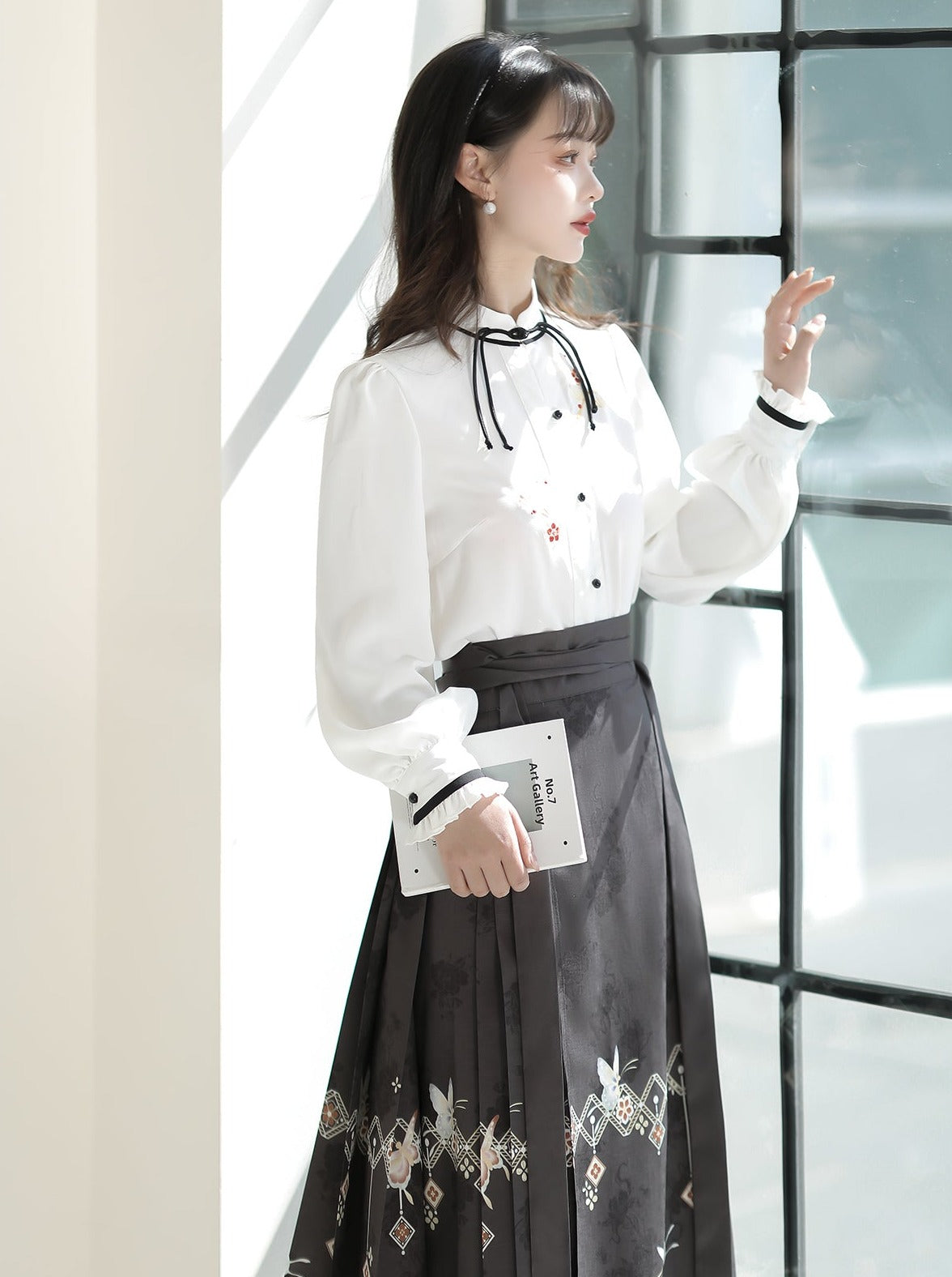 Bluse Lang China Dunkel Elegant Rock