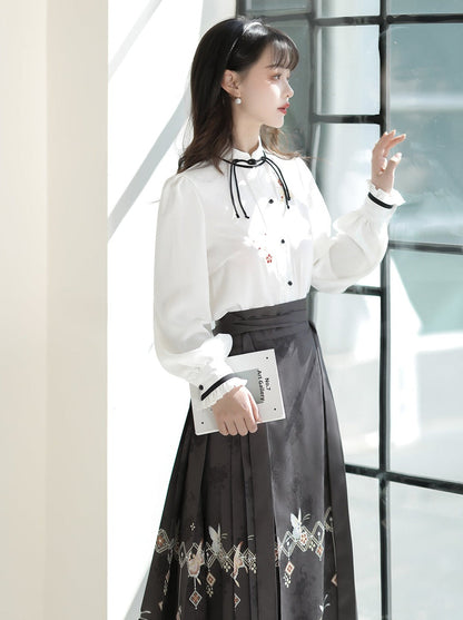 Bluse Lang China Dunkel Elegant Rock