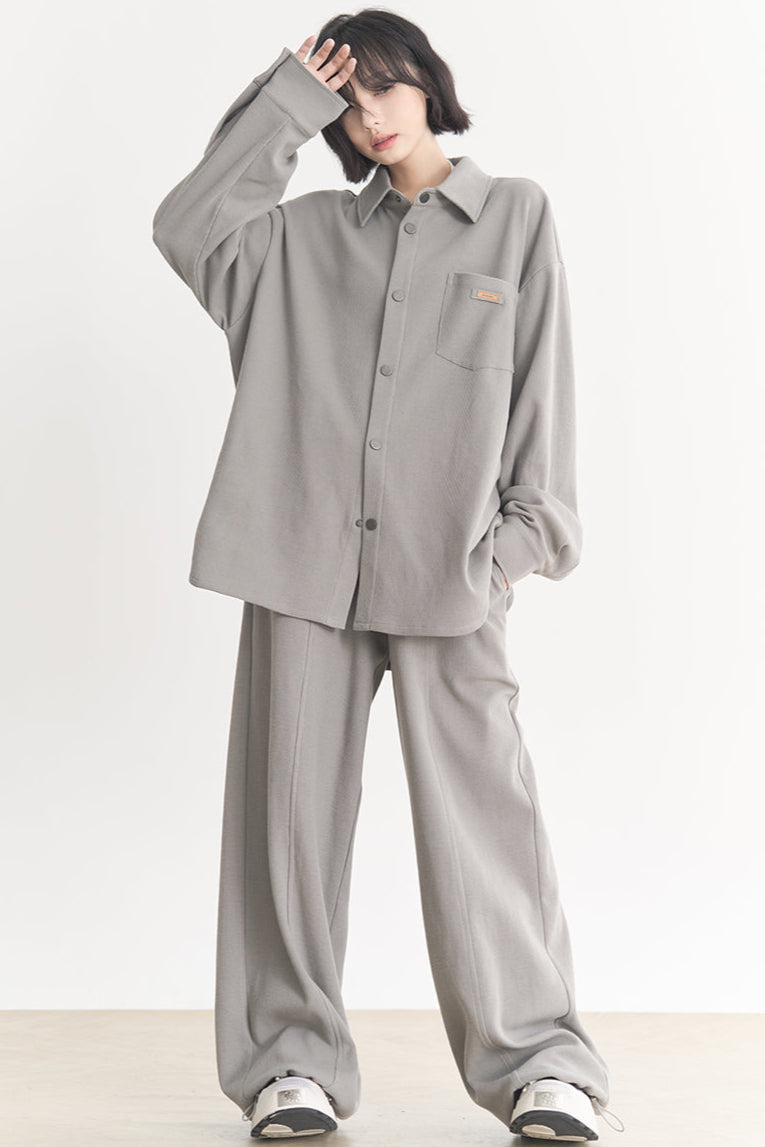 - Muse: Fall for wide Plain Suits sleeve Loose long Women's and Gravity Spring Casual pants shirts