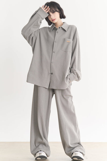 - Muse: Fall for wide Plain Suits sleeve Loose long Women's and Gravity Spring Casual pants shirts