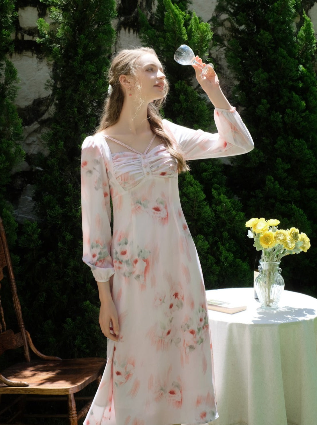 ドレス 花柄 レトロ エレガント