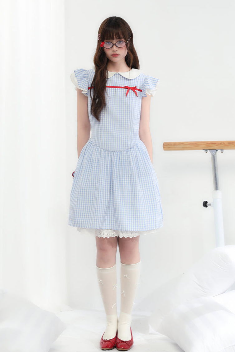 kleid kariert süß band