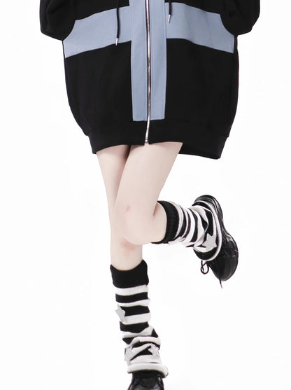 Zip Cami Cross Loose Pants Hoodie Top