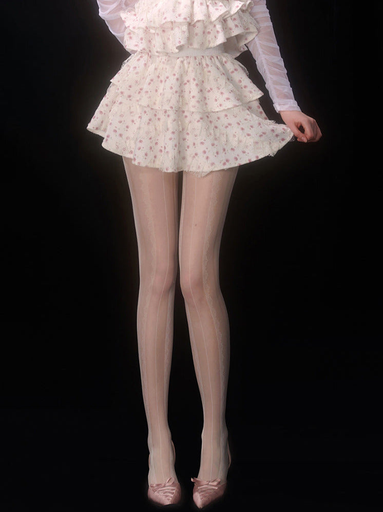 Top French Suit Off-the-shoulder Cake Skirt Flower Halter Tube Fairy + Apricot