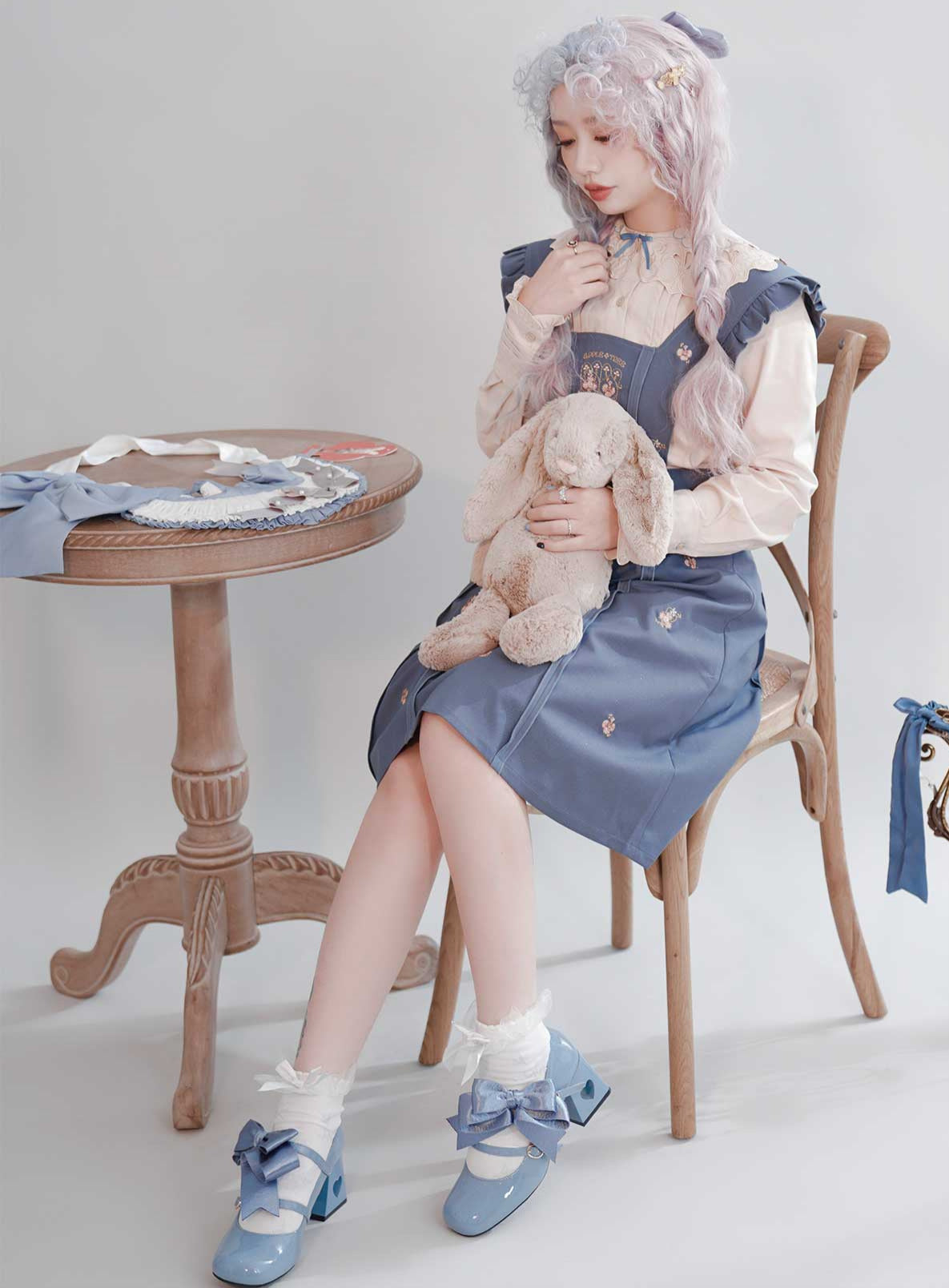 High Ribbon Heart Heel Shoes Ribbon Open Lolita Jewel