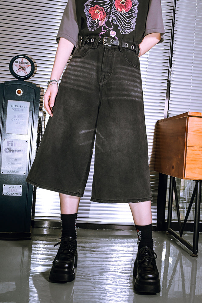 パンツ ハーフアッシュ ブラックデニム